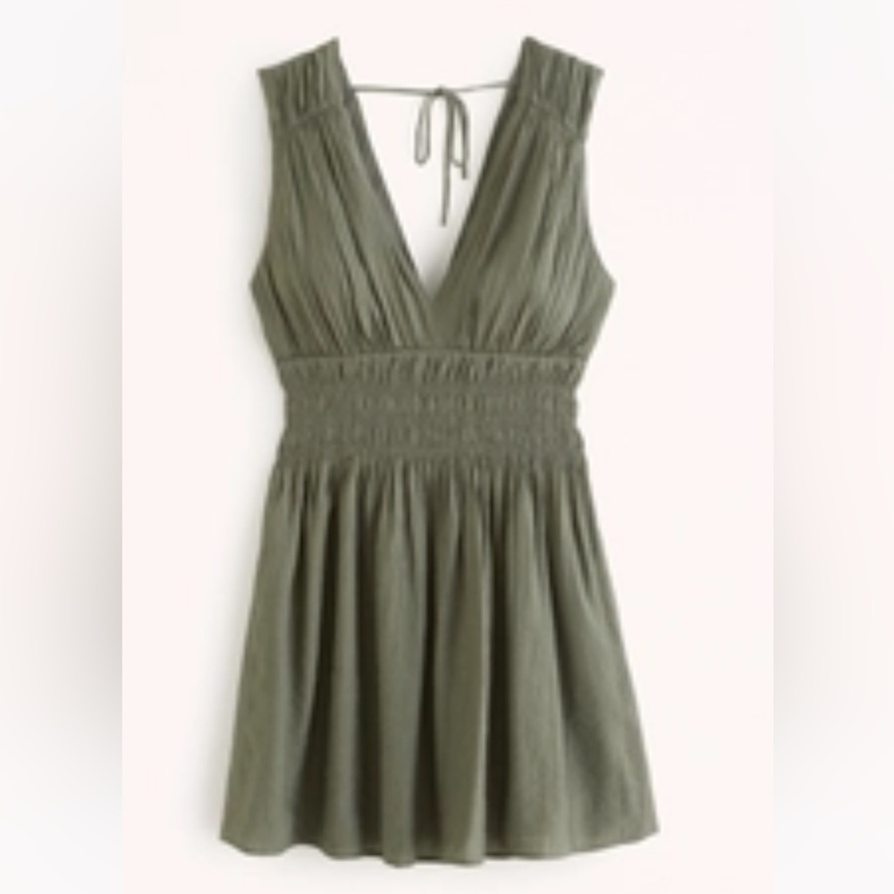 Smoked Plunge Crinkle Mini Dress